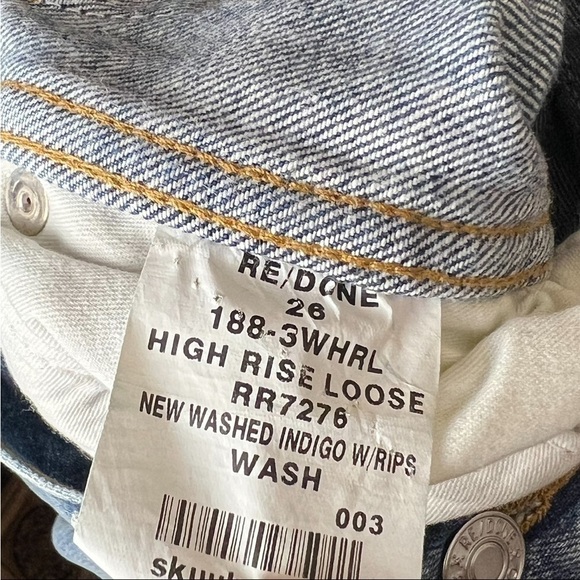 NWT RE/DONE 90s High Rise Distressed Denim Ripped Knee Straight Leg Jeans 26 - Picture 15 of 16